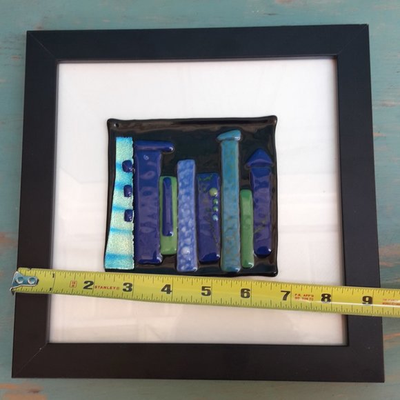 Art Glass Hand Blown Glass Artist Made Framed Wall Art Wall Hanging Fused Glass - Picture 6 of 16